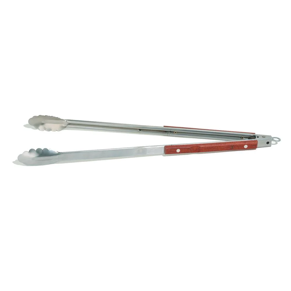 22" Stainless Steel Extra Long Rosewood Tongs Silver - Outset