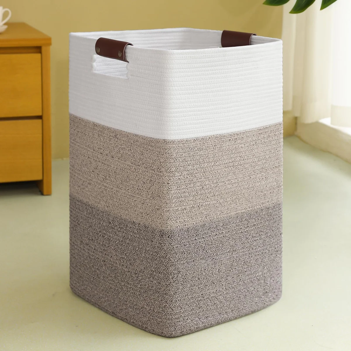 SIXDOVE Woven Cotton Rope Laundry Hamper Basket with Handles
