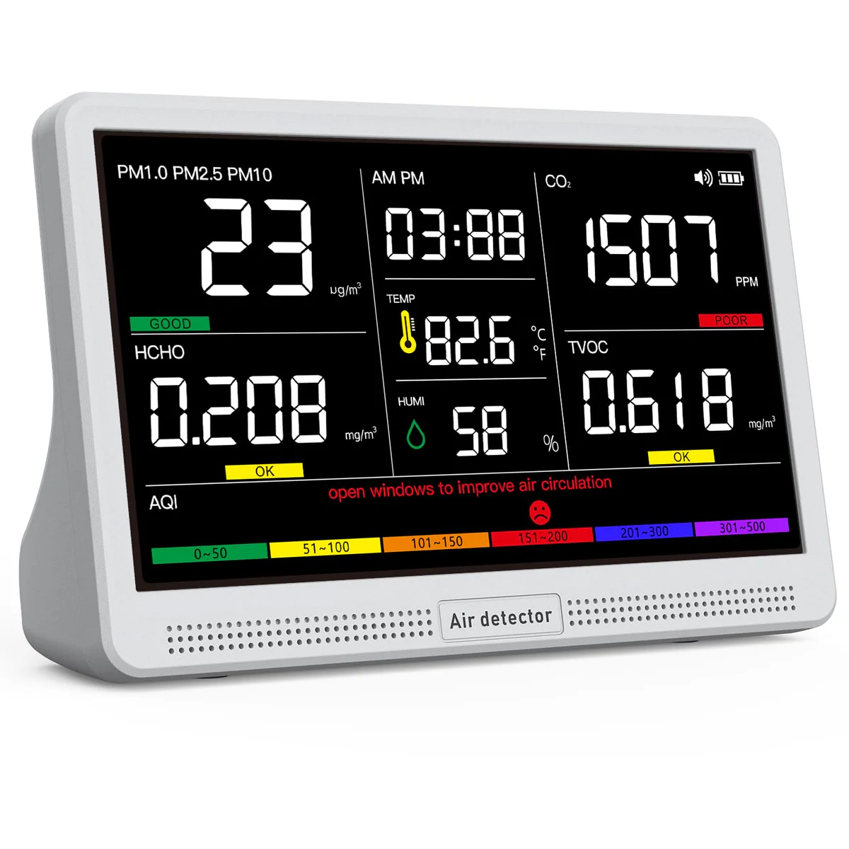  Air Quality Monitor Temperature Humidity Meter