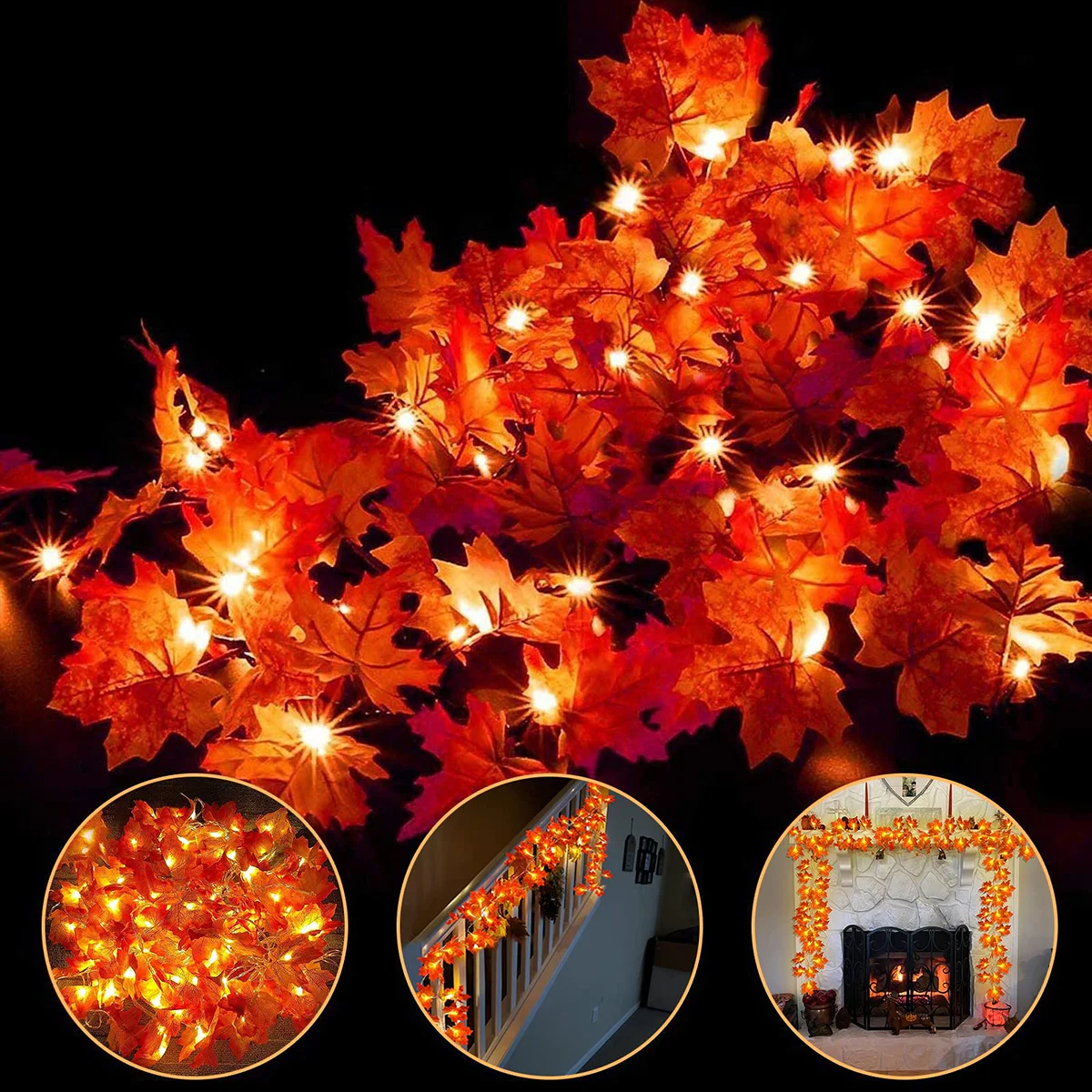 Camlinbo Artificial Fall Maple Leaf Garland