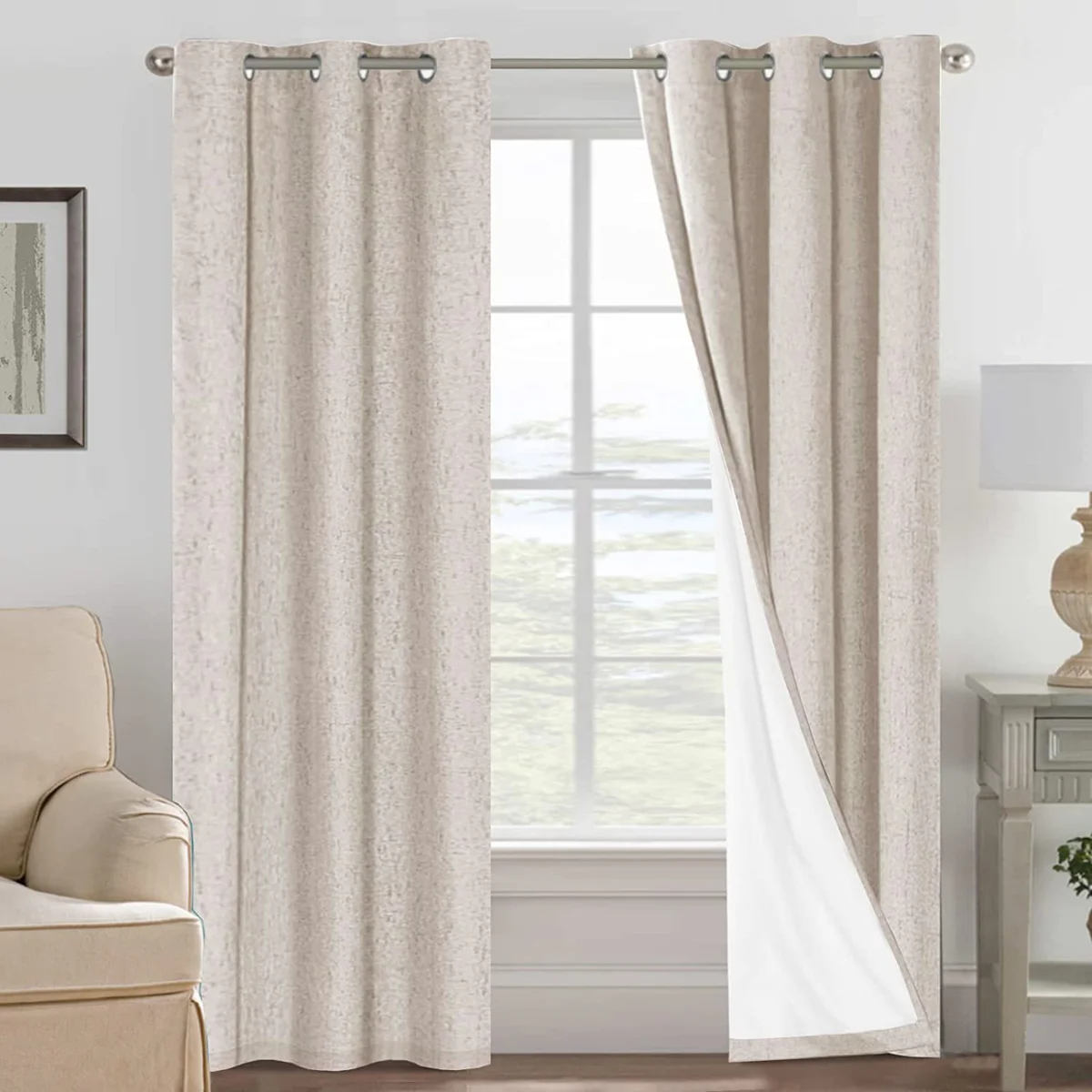 H.VERSAILTEX Linen Blackout Curtain Panel