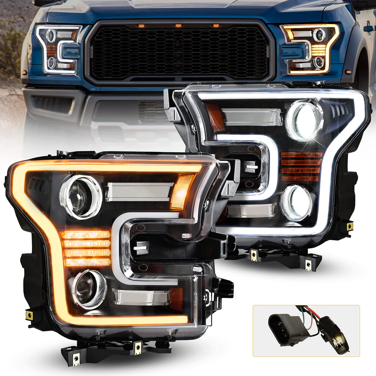 POKIAUTO Headlight Assembly Set