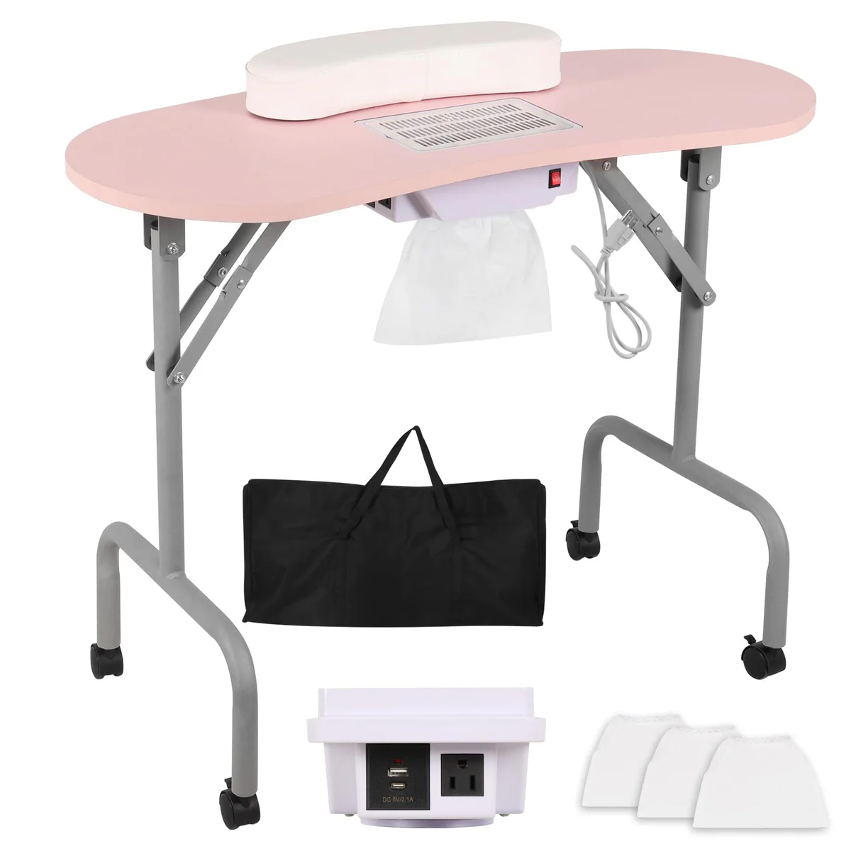 AGESISI Portable Manicure Table Nail Station with Drawer
