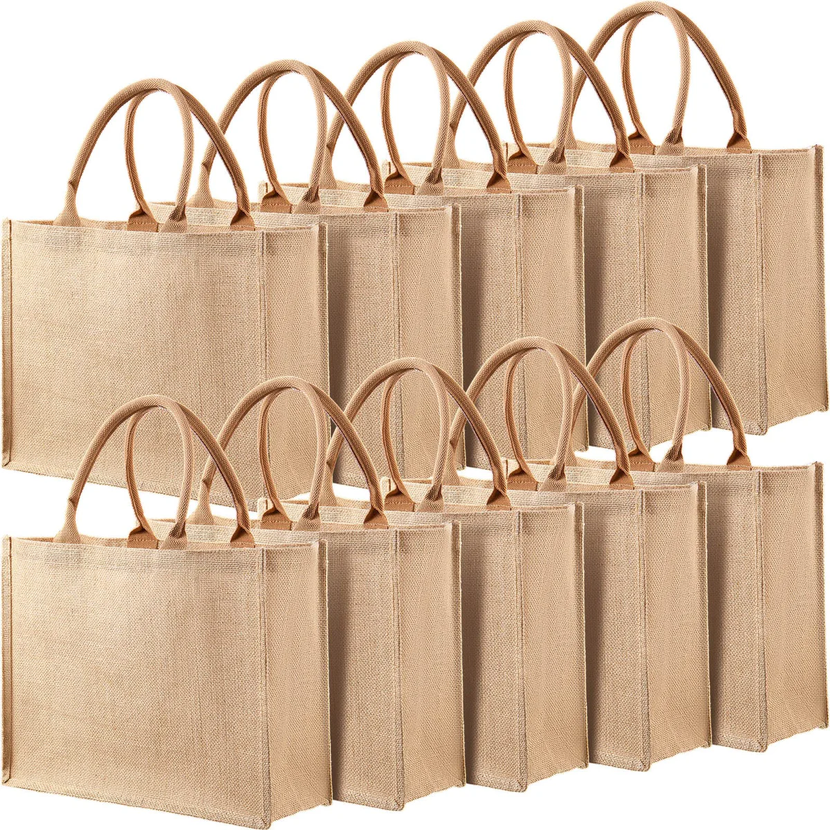 Shappy Burlap Tote Bags with Handles 10-Pack