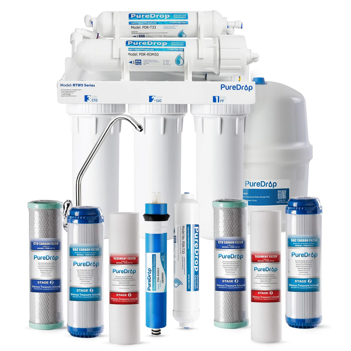  5 Stage Reverse Osmosis Drinking Water Filtration System