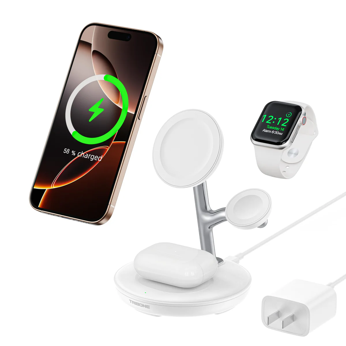 TRIBONE 3-in-1 Magnetic Wireless Charging Station