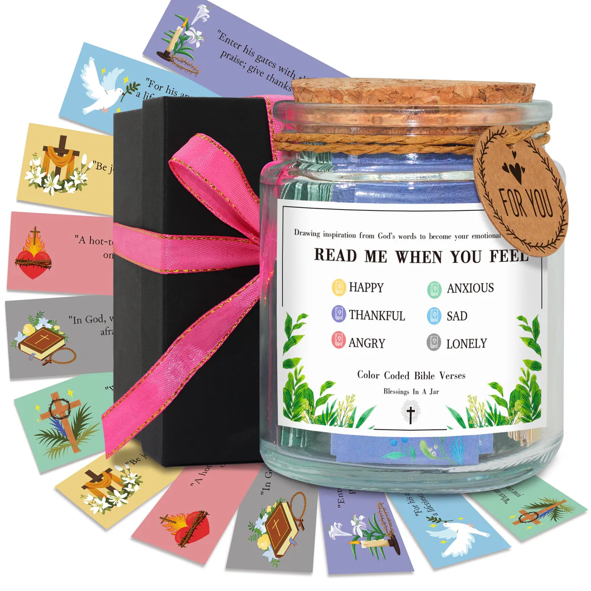 BINVASDS Inspirational Bible Verse Cards in a Jar