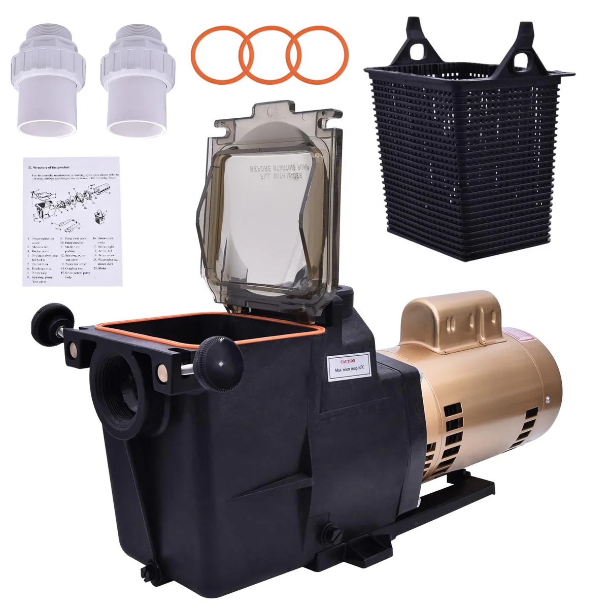 FuseRish Super Pump High Performance Pool Pump 