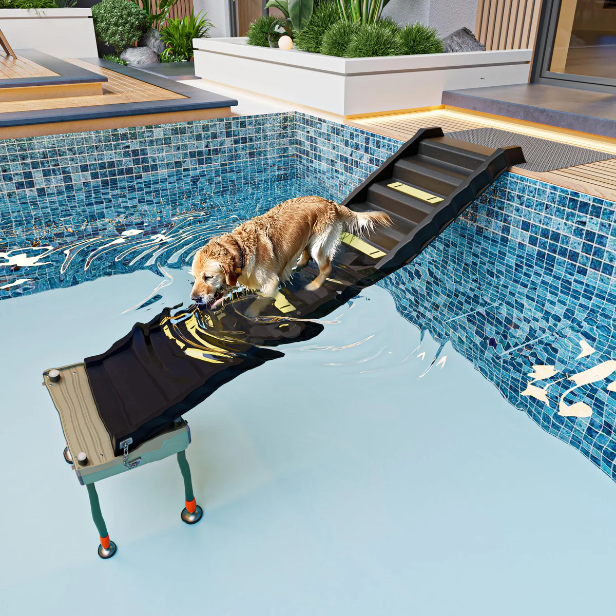 CHOOSEU Adjustable Pool Ramp for Dogs