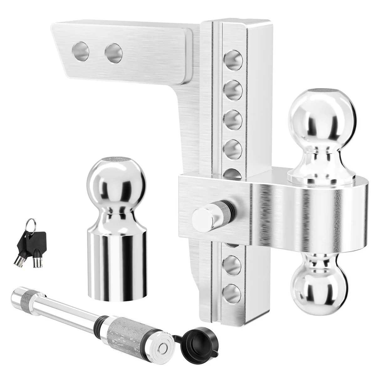 ALIESTFDNO Adjustable Drop Hitch 2 Inch Receiver Dual Ball Mount