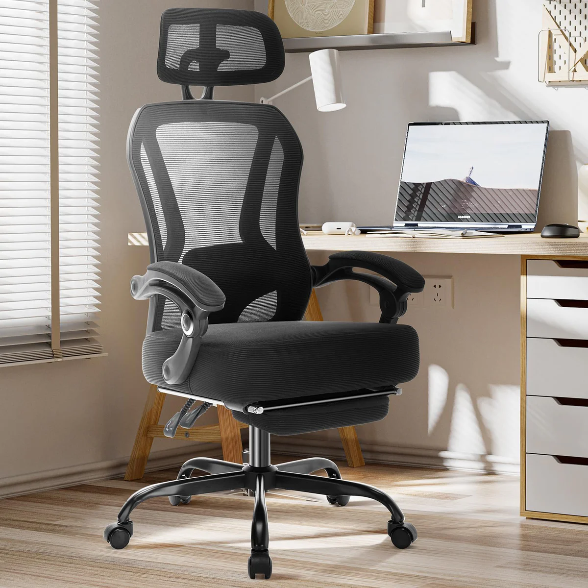 TUKAKA Ergonomic Mesh Office Chair with Adjustable Headrest