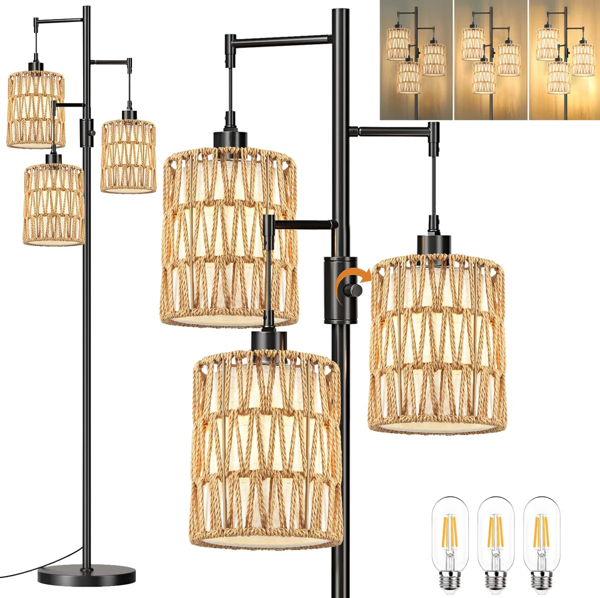 ZECOXOL Corner Floor Lamp Modern LED