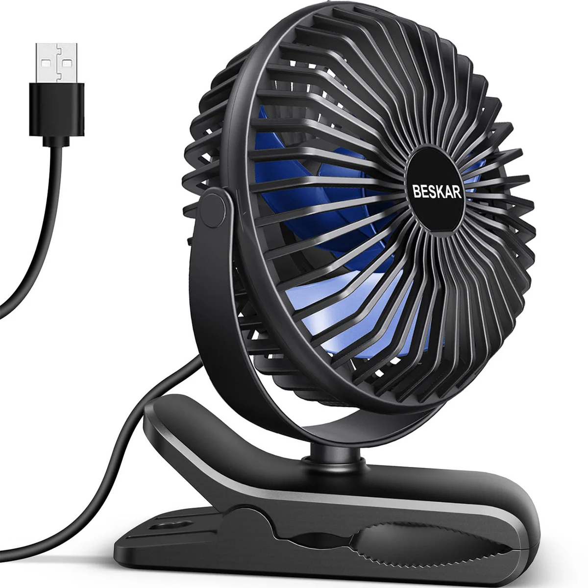 BESKAR Clip-On Desk Fan Personal Portable Fan