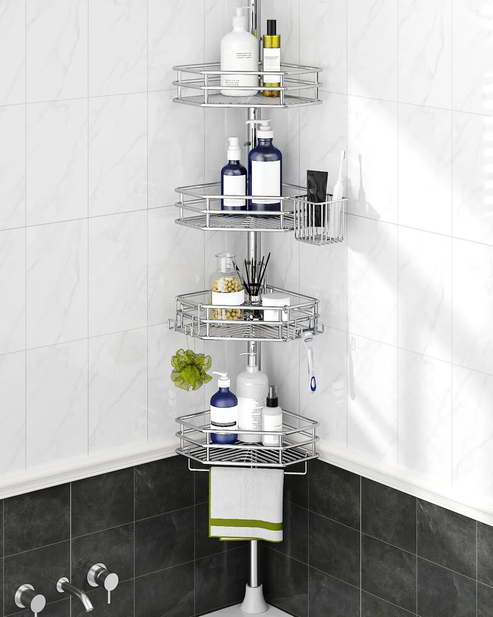 SEIRIONE Tension Shower Caddy Adjustable Bathroom Organizer
