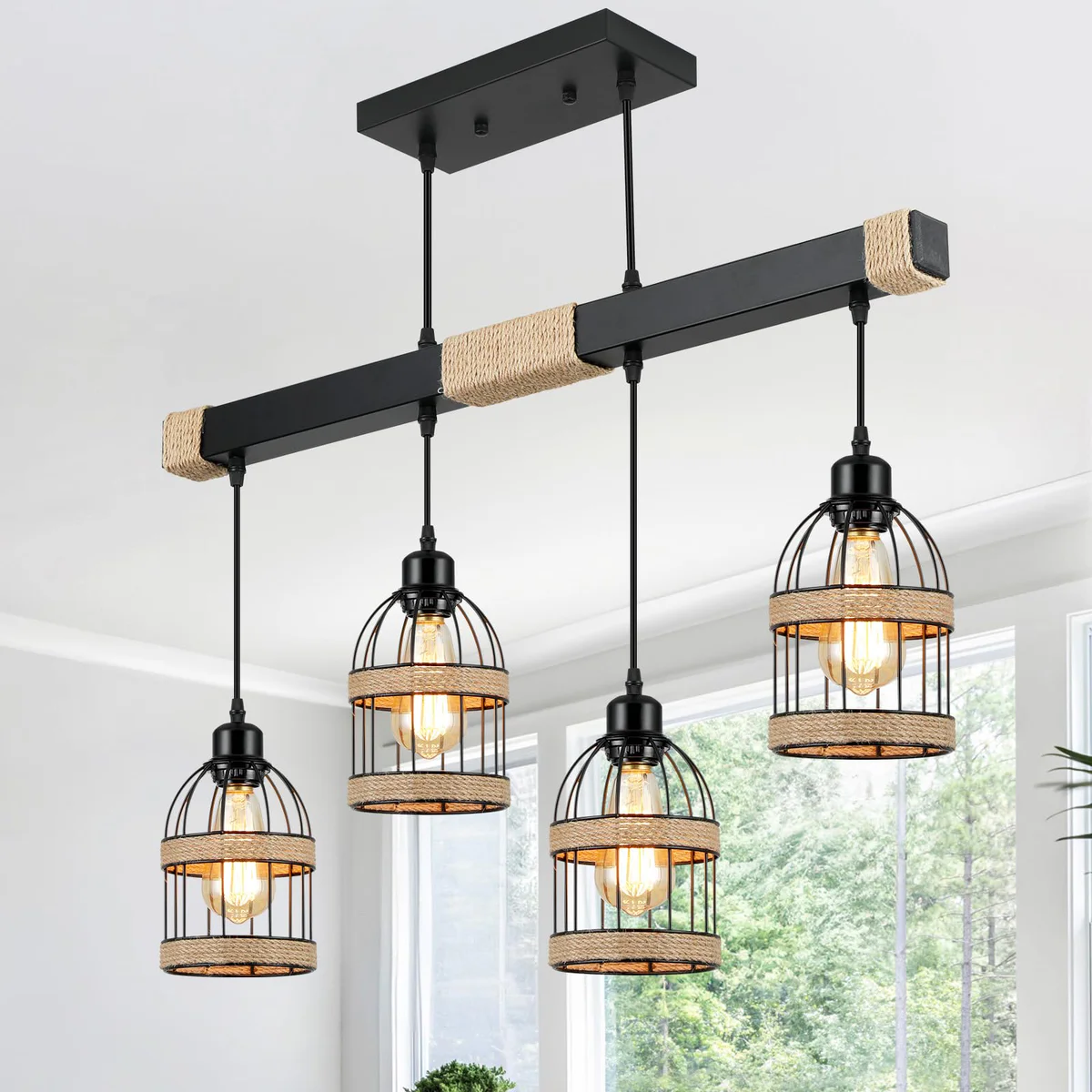 Senyshilon 4 Light Farmhouse Pendant Lantern