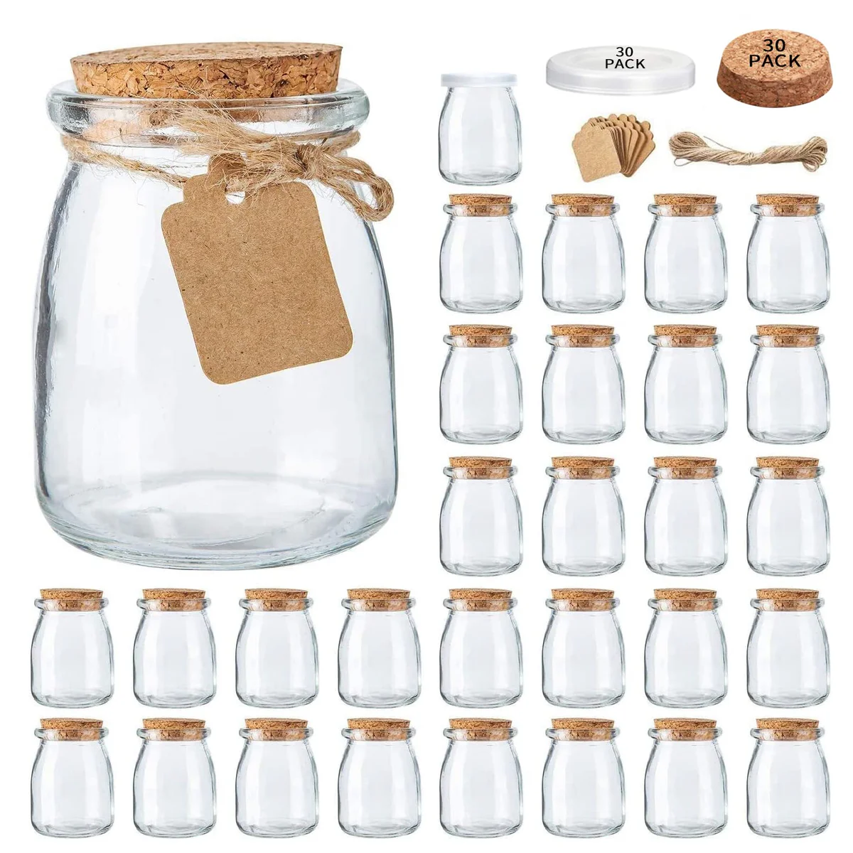 Brajttt Mini Glass Yogurt Jars with Lids & Spoons