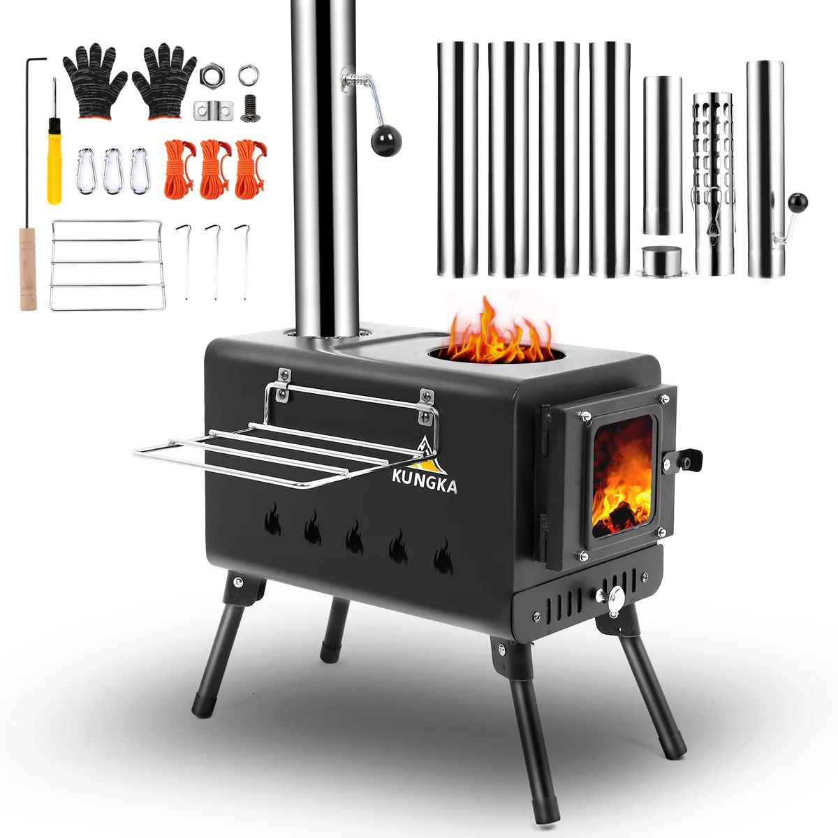 KUNGKA Black Wood Burning Tent Stove