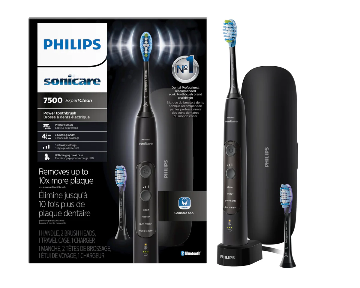 Philips Sonicare HX9690/05 ExpertClean 7500 Bluetooth Rechargeable Electric Toothbrush, Black