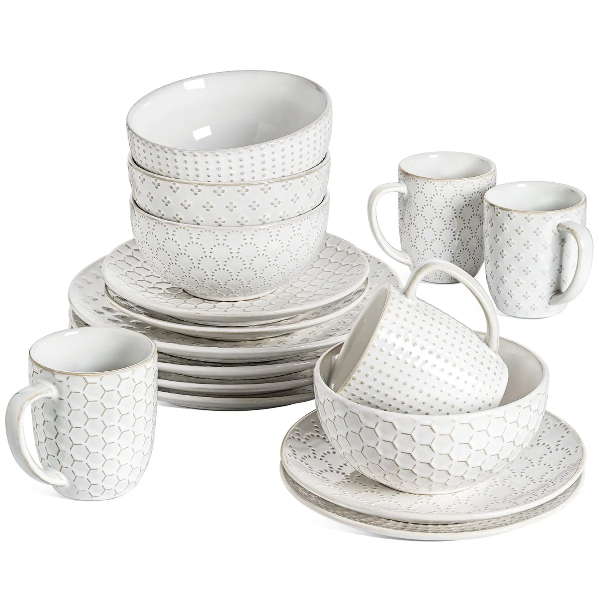 LE TAUCI Embossed Stoneware Dinnerware Set