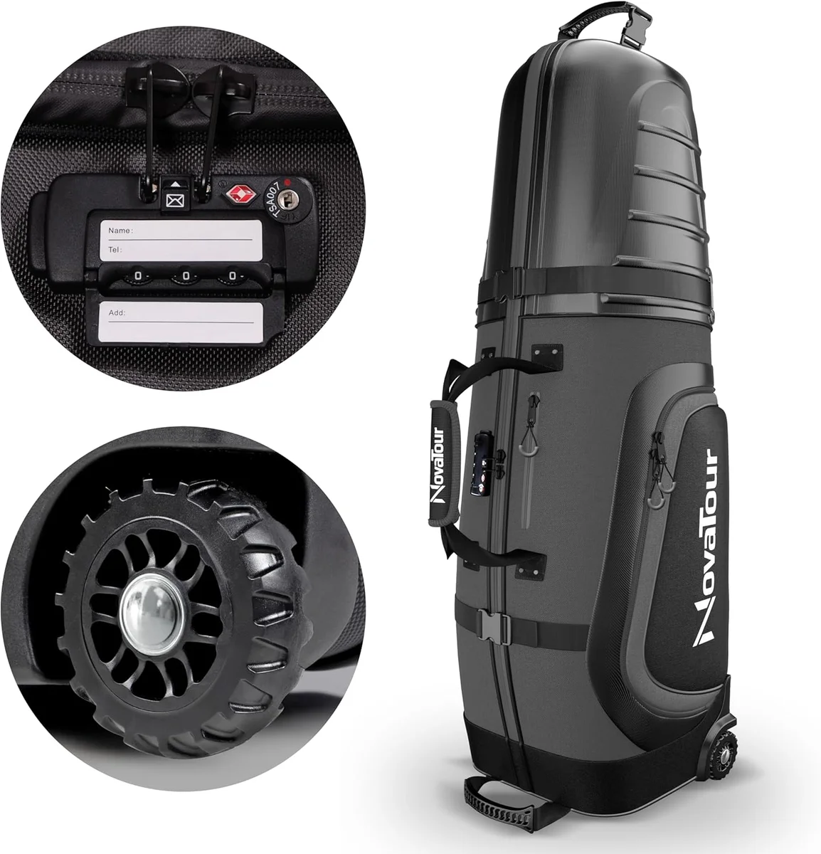 Golf Travel Bag Hard Case Top with TSA Lock and Wheels