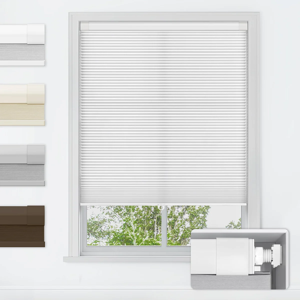 LazBlinds No Tools No Drill Cordless Cellular Shades, Light Filtering Honeycomb Shades for Home, Thermal Insulation Blinds for Windows, 40" W x 48" H, White Light Filtering-white 40" W x 48" H