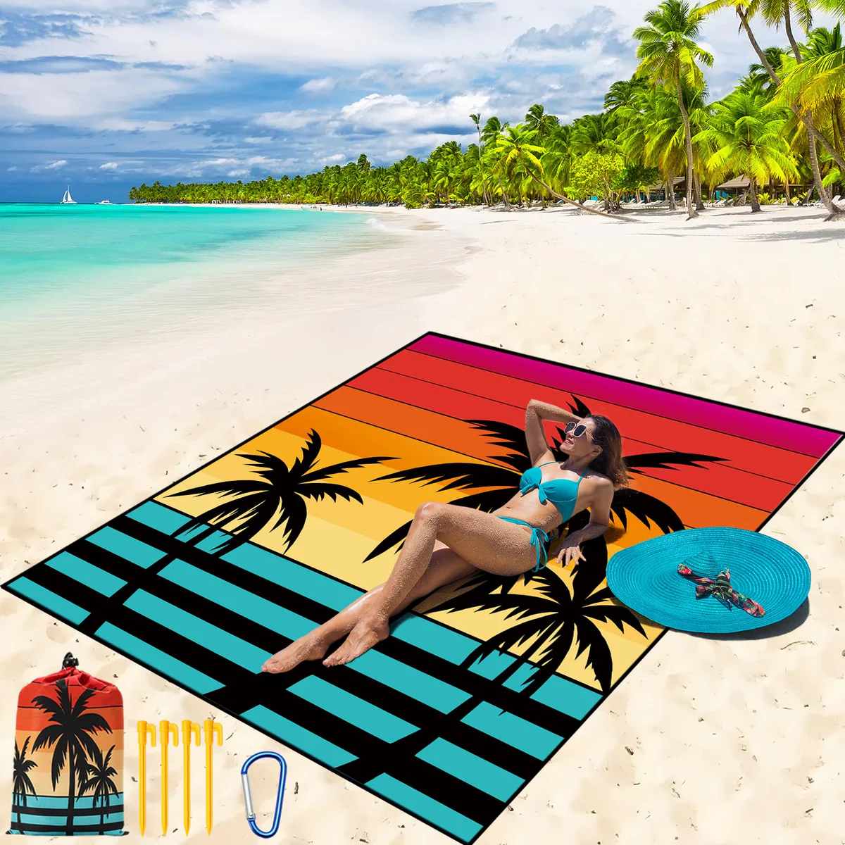 WIWIGO Beach Blanket Sandproof Waterproof Picnic Mat