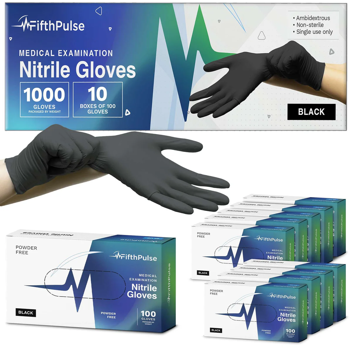 FifthPulse Nitrile Medical Exam Gloves 