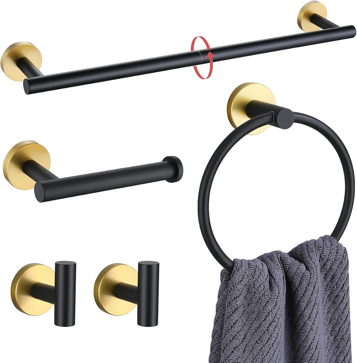 Lairuier Black and Gold Bathroom Hardware