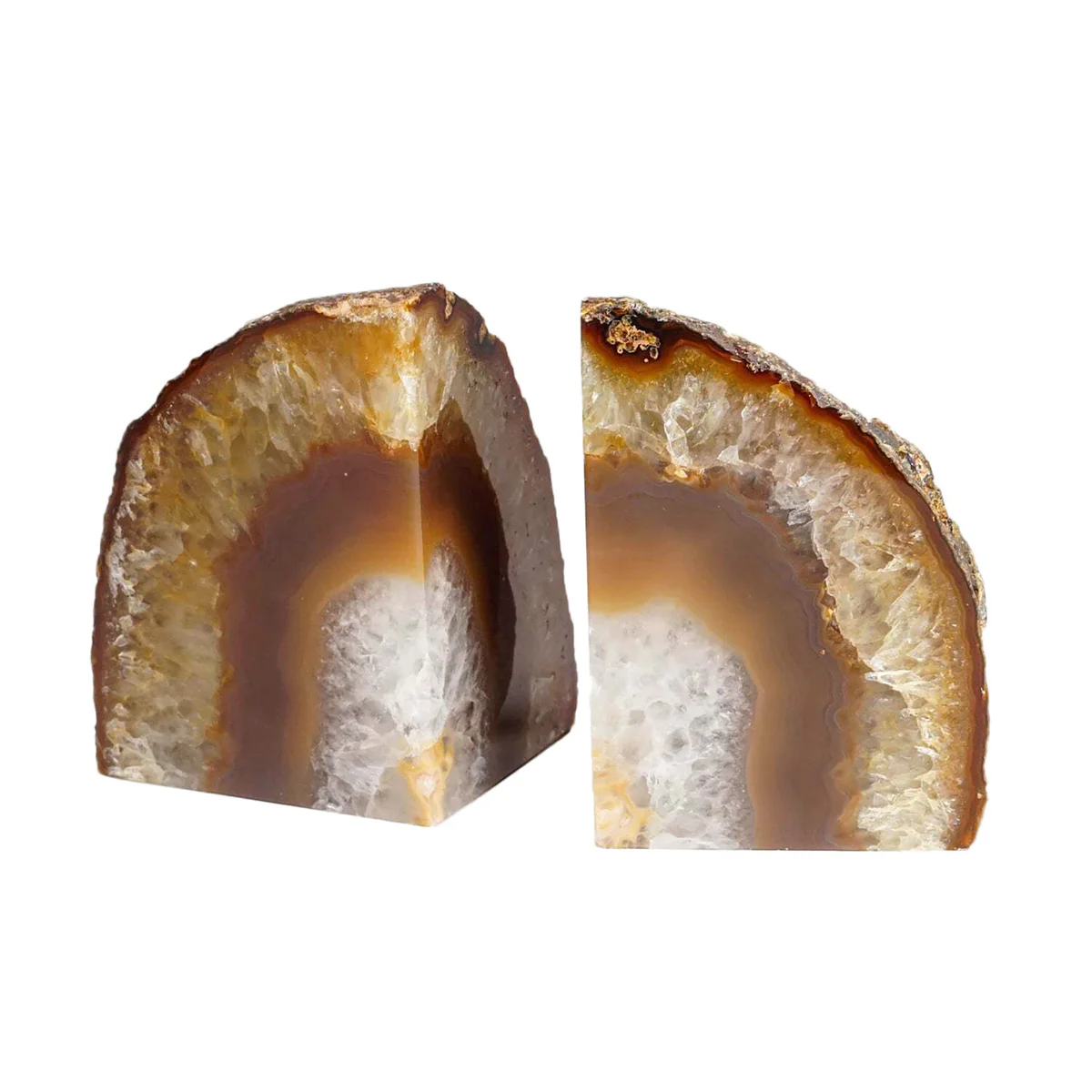 AMOYSTONE Natural Agate Bookends