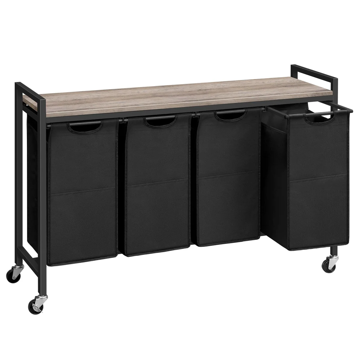 HOOBRO 3-Bag Laundry Sorter Cart with Wheels