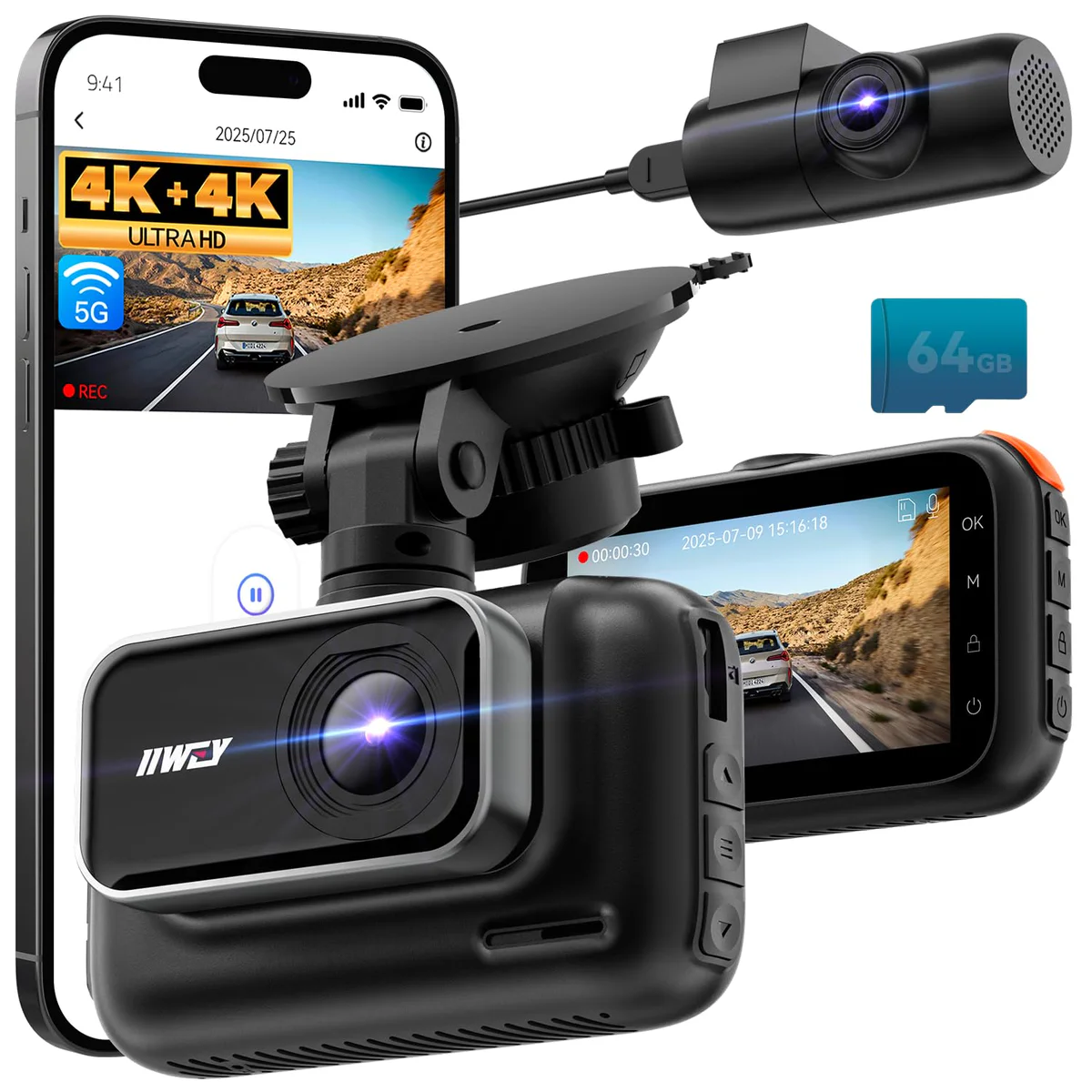 IIWEY Dual 4K Dash Cam