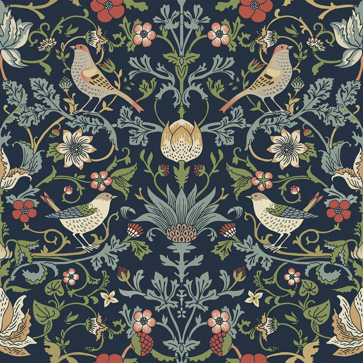 FunStick Navy Blue Floral Peel and Stick Wallpaper