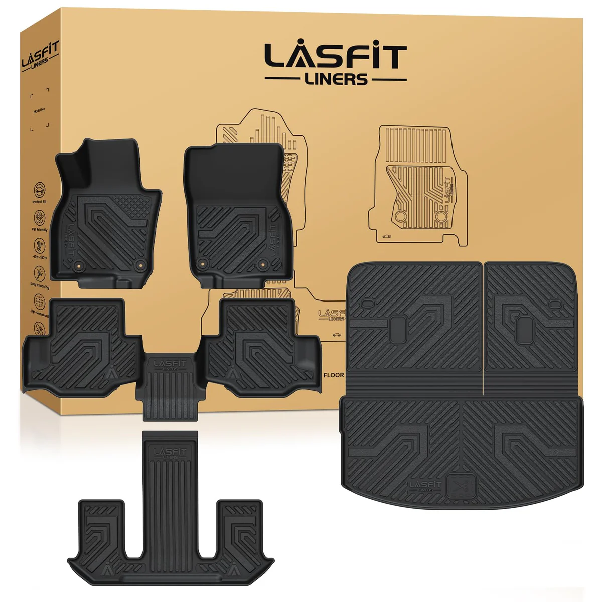 LASFIT Floor Mats & Backrest Mats & Cargo Mats 