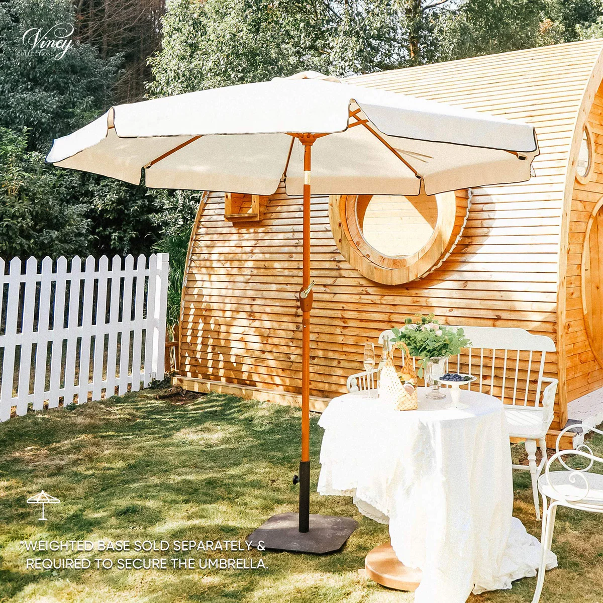 VINEY 9 ft White Patio Umbrella