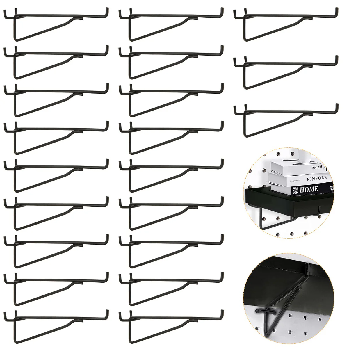 HNBun Pegboard Shelf Brackets Hooks Heavy Duty Peg Board Hooks