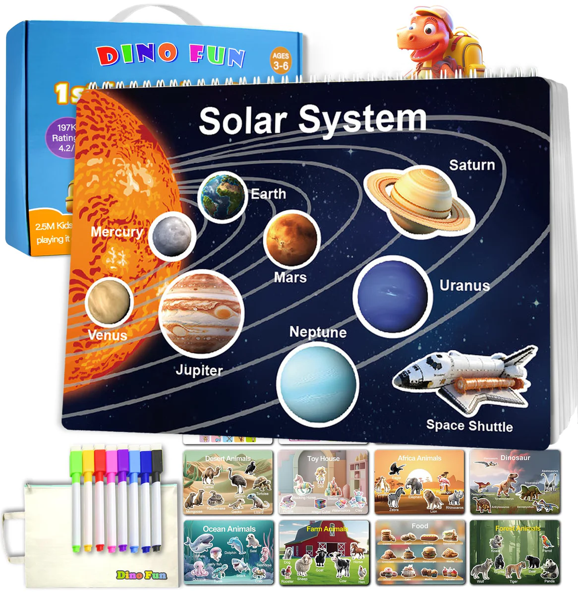 Dino Fun Montessori Busy Book for Toddlers | Learning Activity Workbook