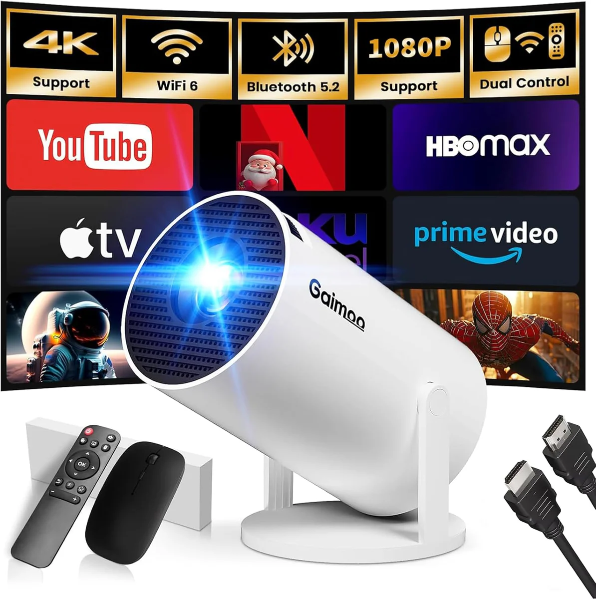 Gaimoo Mini Portable Projector WiFi Bluetooth