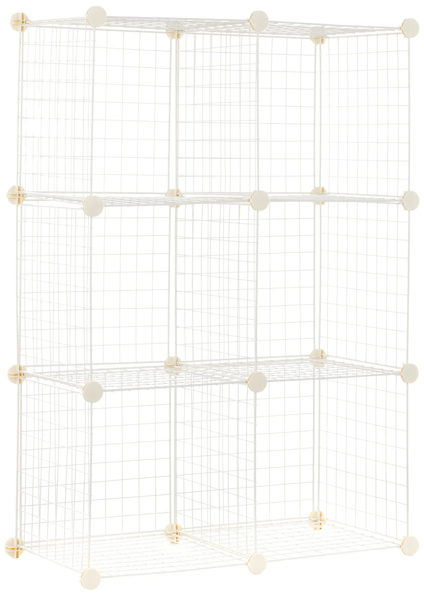 AmazonBasics 6 Cube Grid Wire Storage Shelves, White