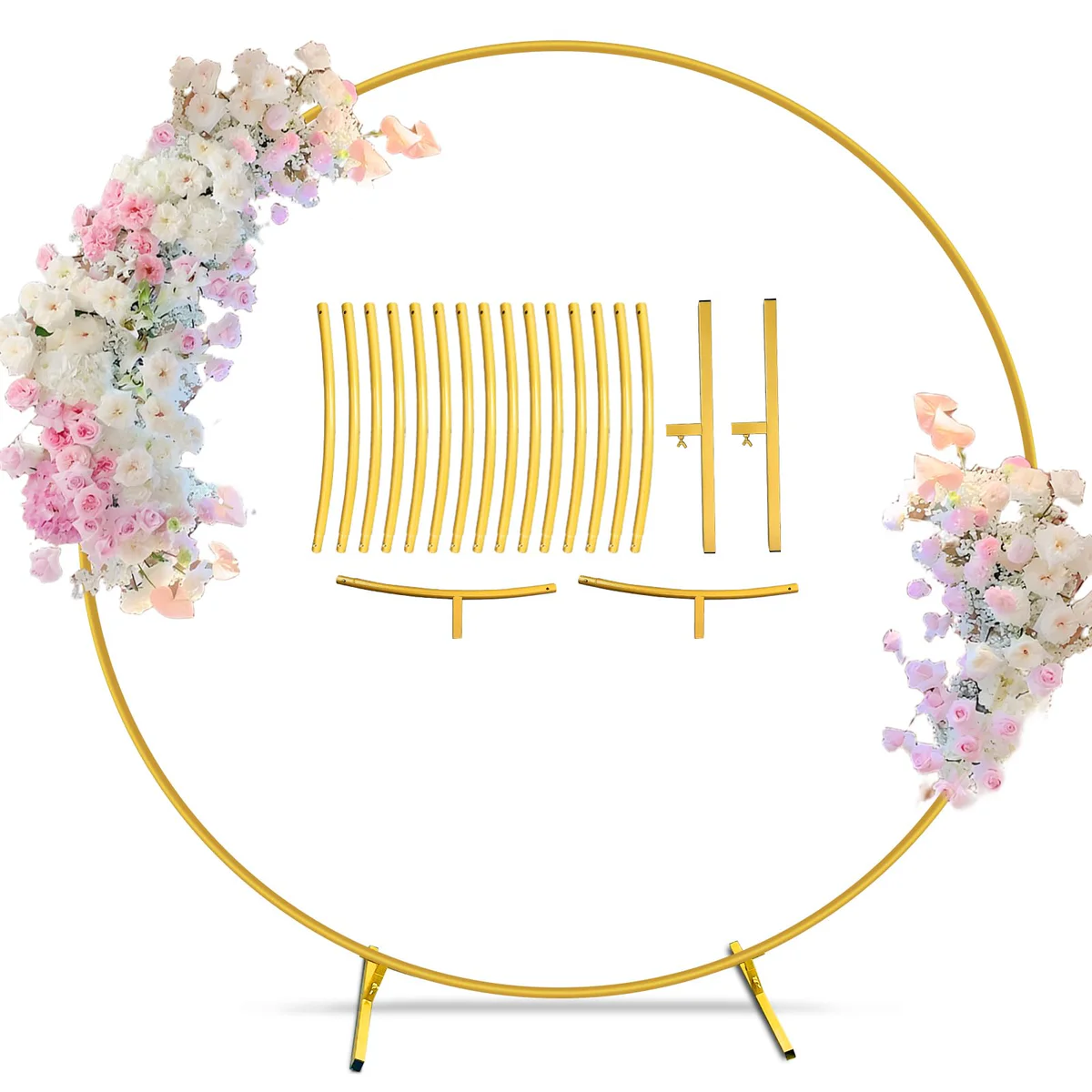 JEBUTU Round Metal Wedding Arch Backdrop Stand