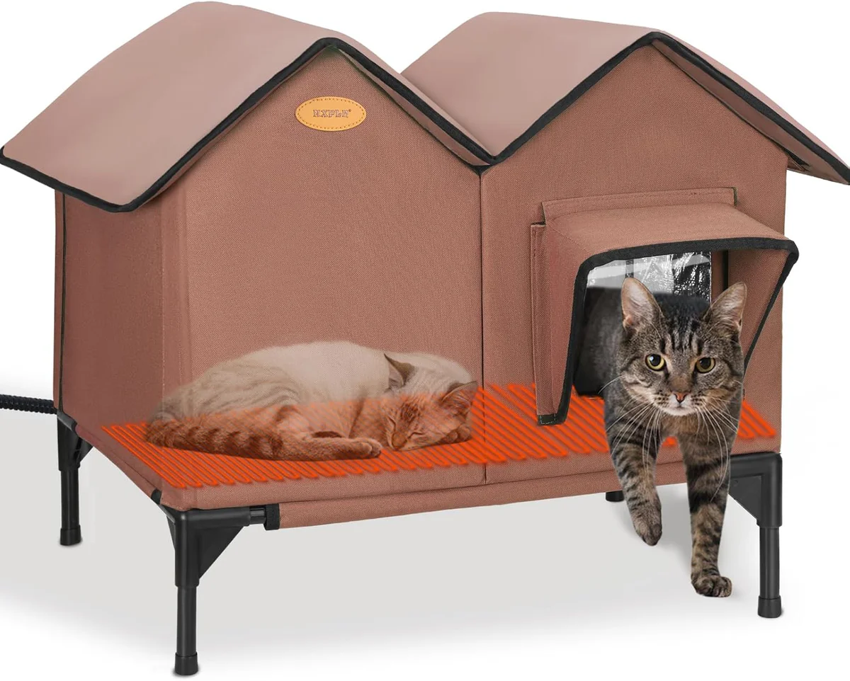 EXPAWLORER Outdoor Heated Cat House Shelter
