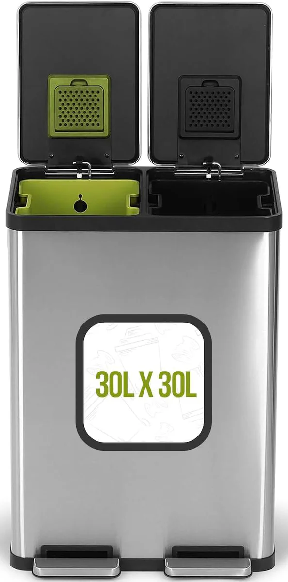 SIMPLI-MAGIC Dual Compartment Step Trash Can