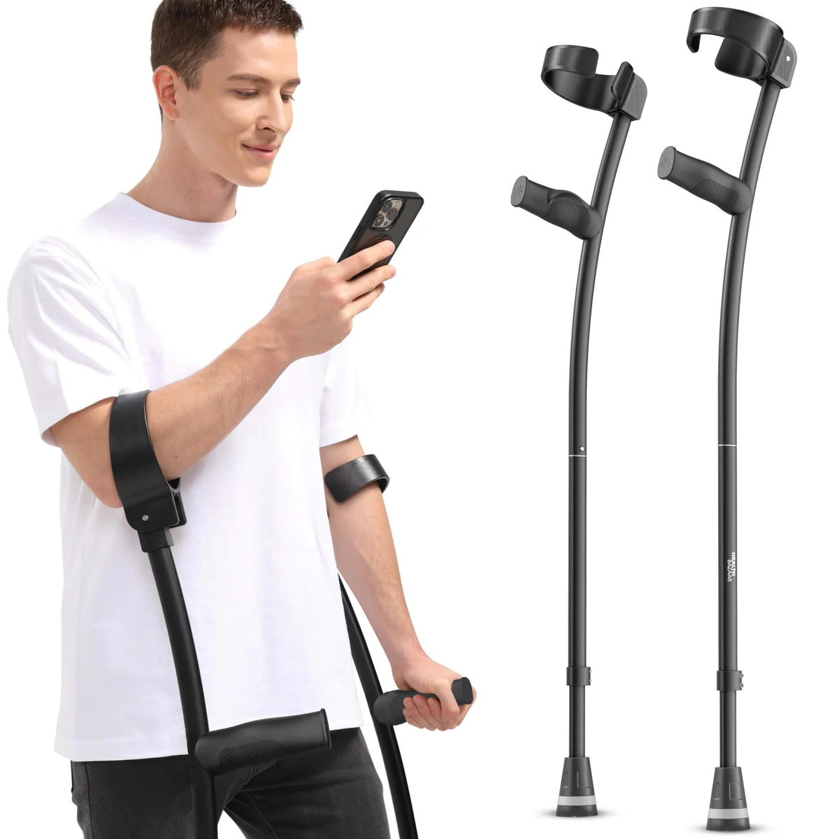 HEALTHBAZAAR Foldable Ergonomic Forearm Crutches