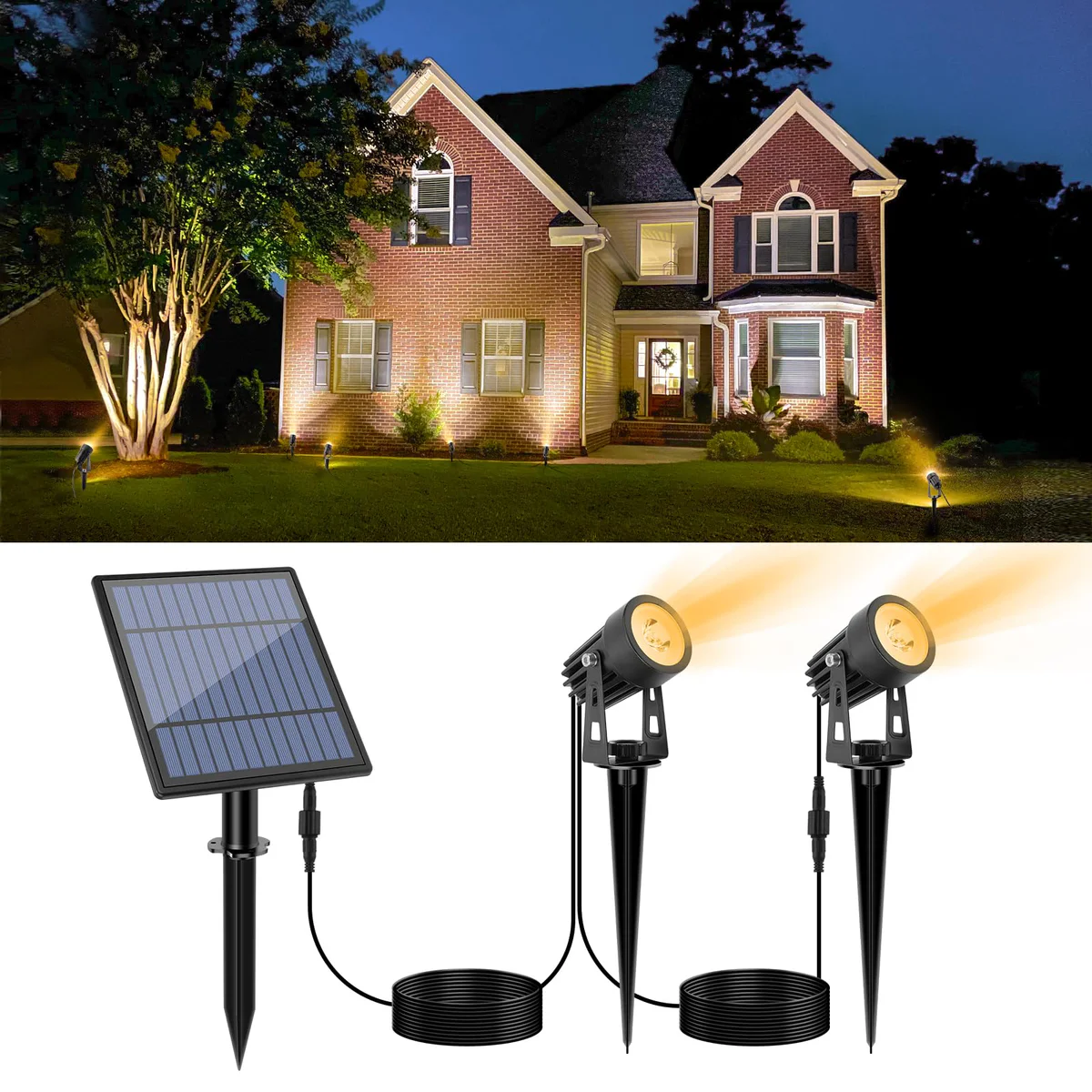 APONUO Solar Landscape Spotlights Outdoor 2pk
