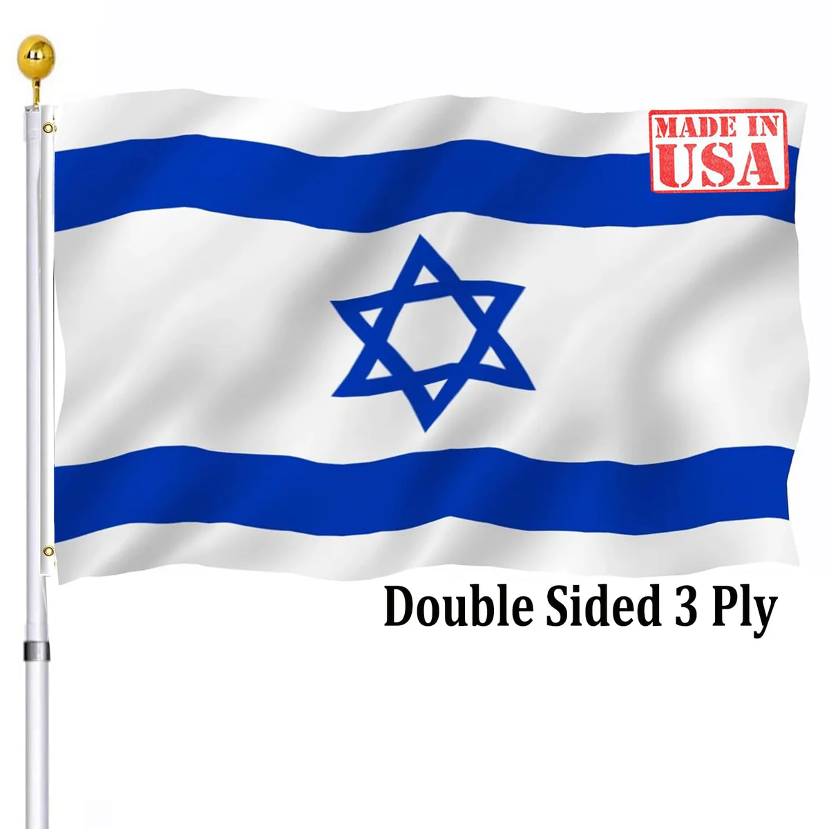 UTSANG Israel Flag Outdoor 3x5 Double Sided 3 Ply