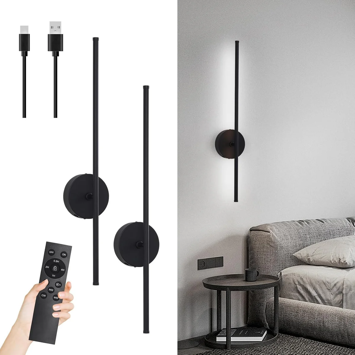 HONGREN Rechargeable LED Wall Sconces 