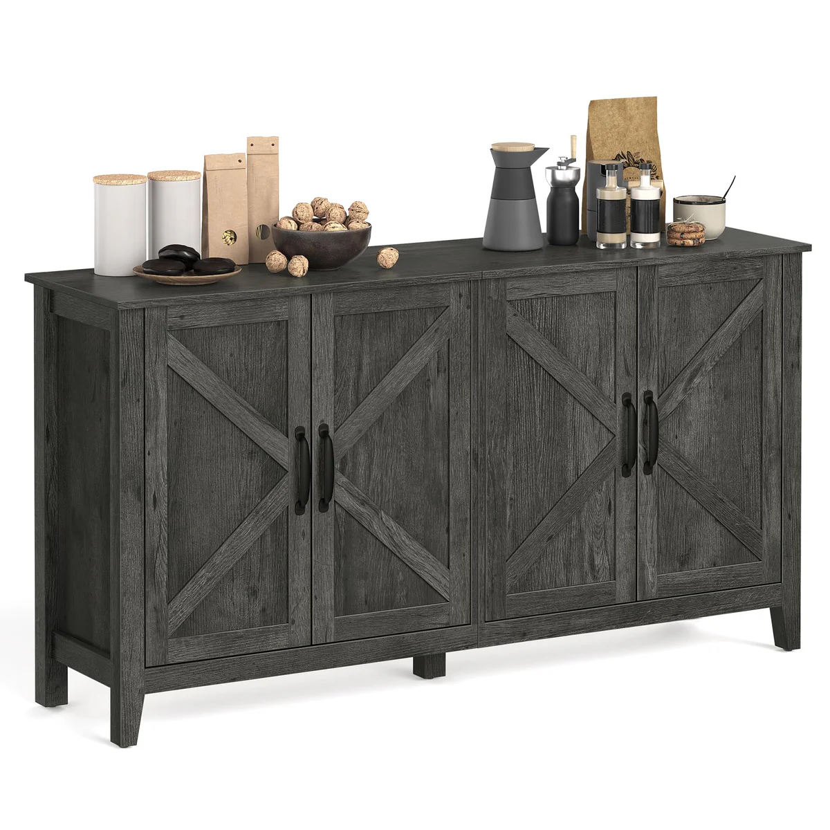 VASAGLE Charcoal Gray Buffet Sideboard Cabinet 