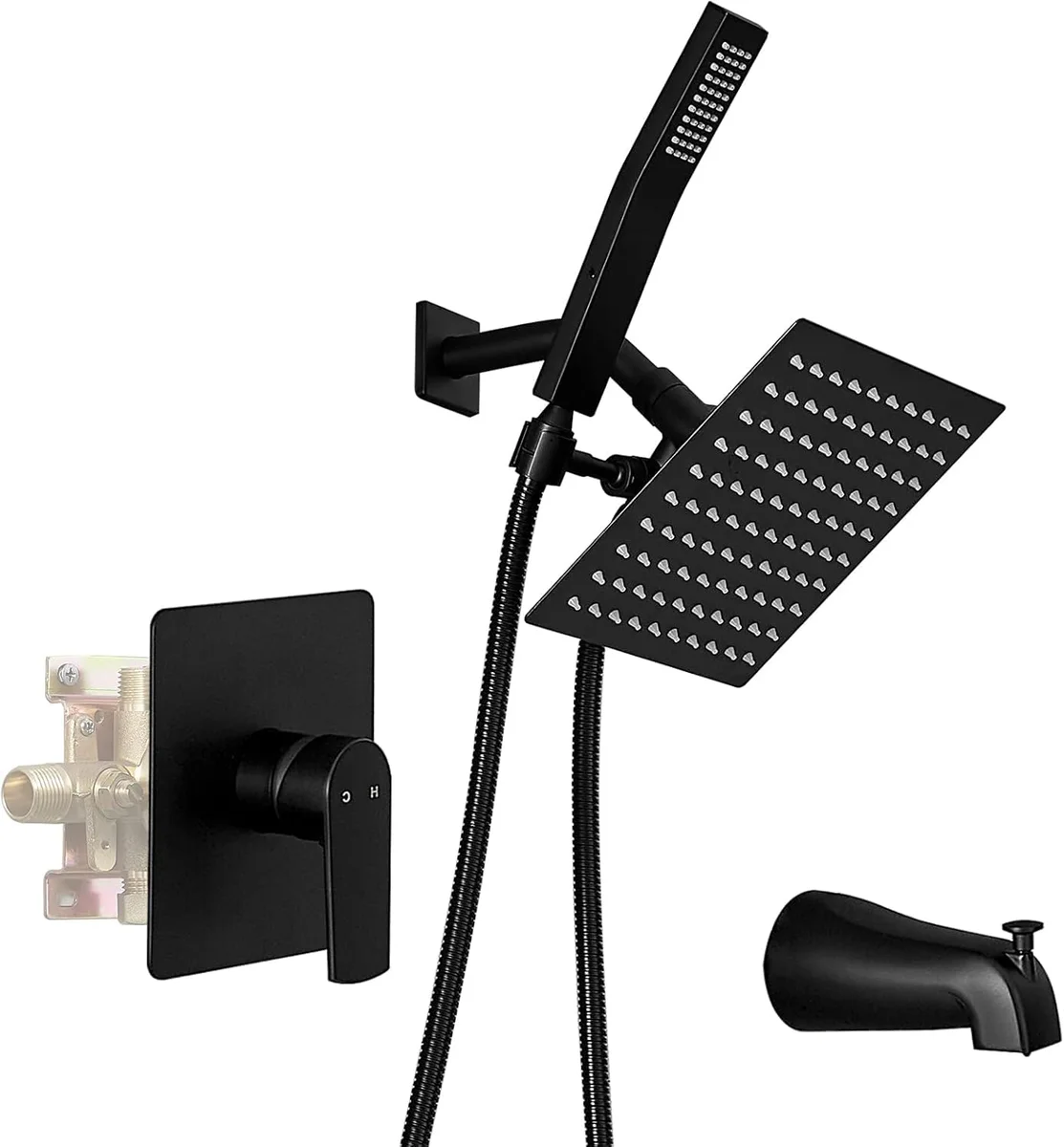 APROMOOM Matte Black Tub and Shower Faucet Set