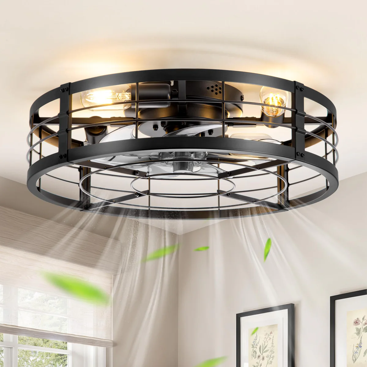 LEDIARY Caged Ceiling Fan