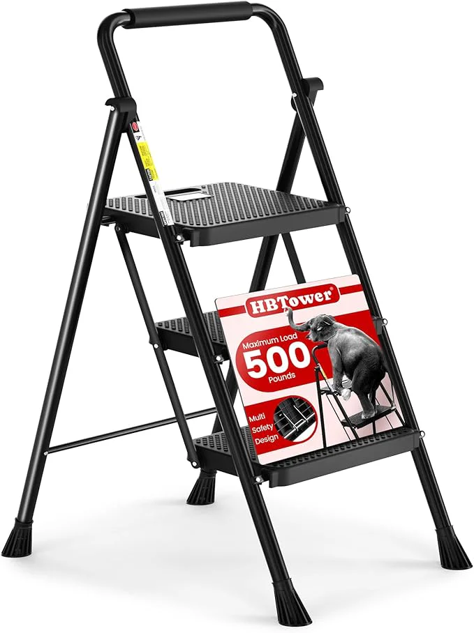 HBTower 3-Step Folding Step Stool Ladder