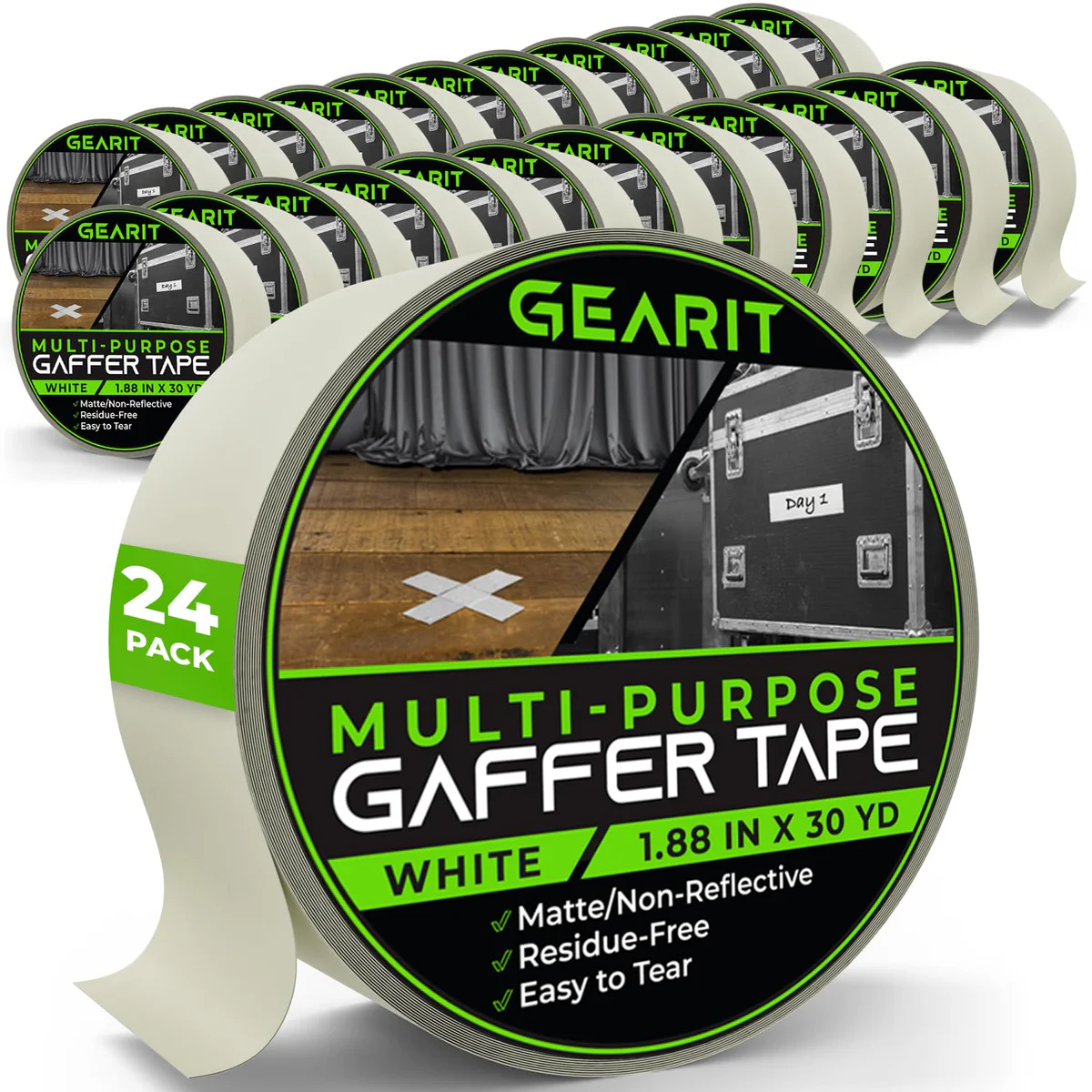 GEARit Gaffer Tape, 24 Rolls